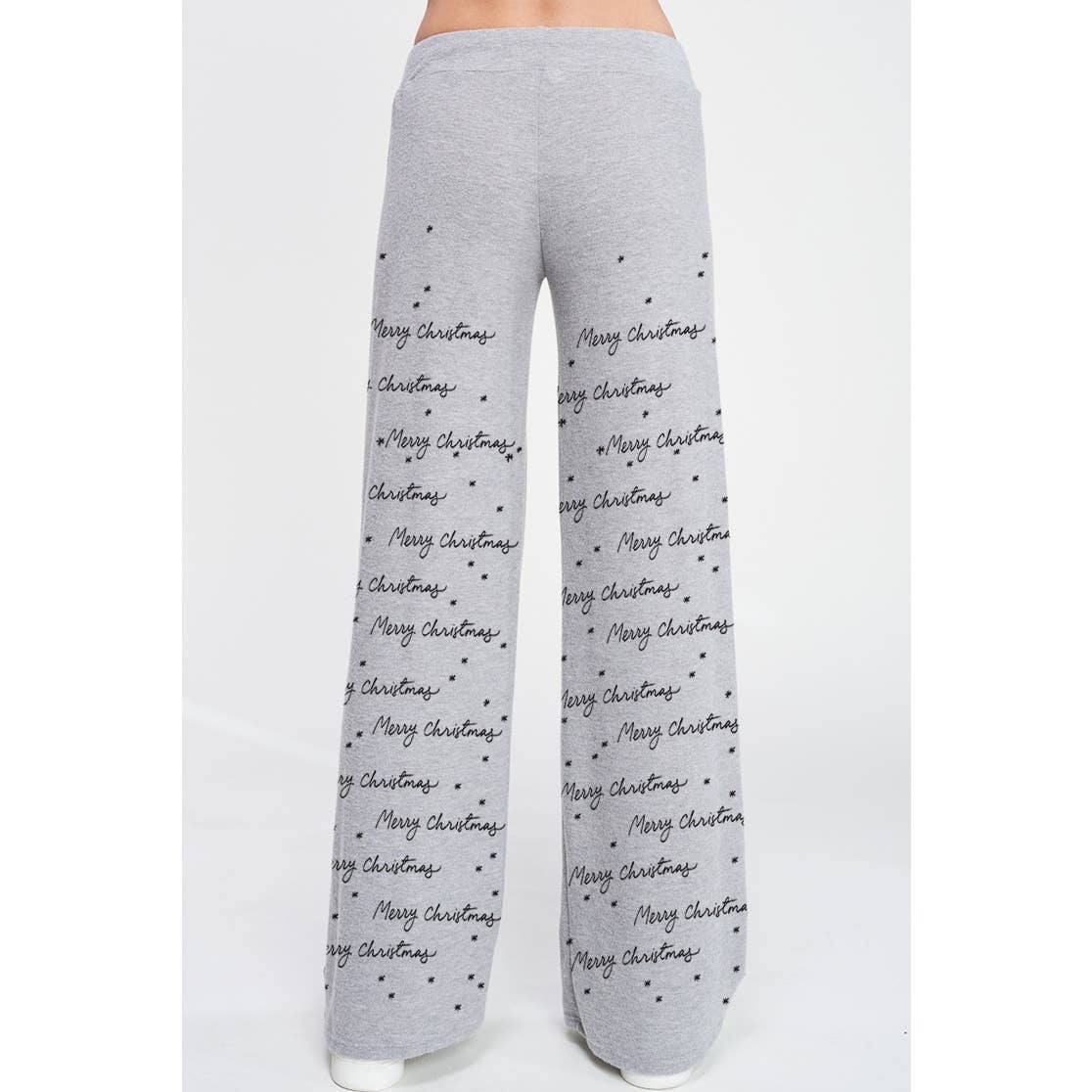 Merry Christmas print soft lounge wear set: Heather Grey / L