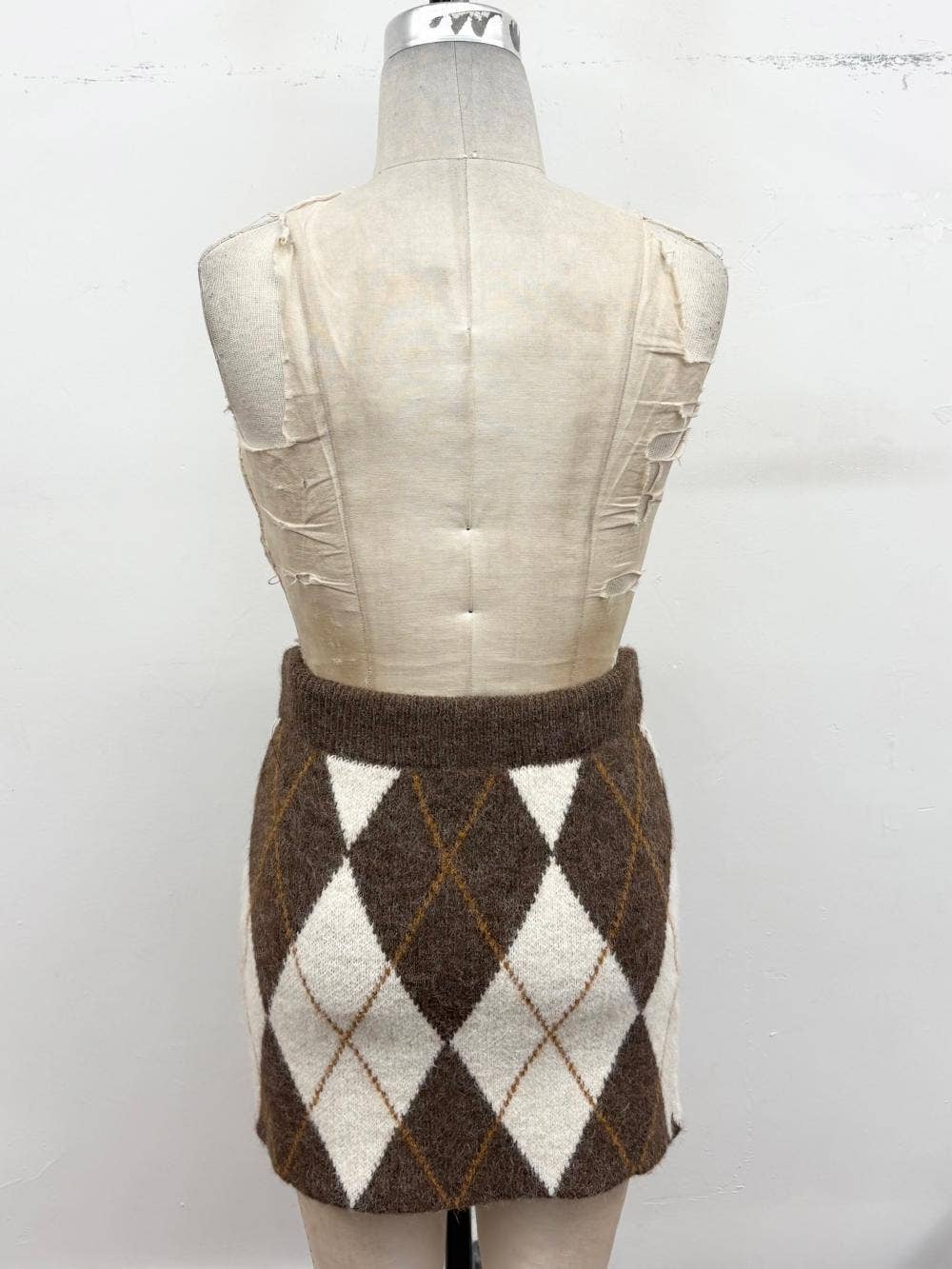 Classic Argyle Sweater Mini Skirt