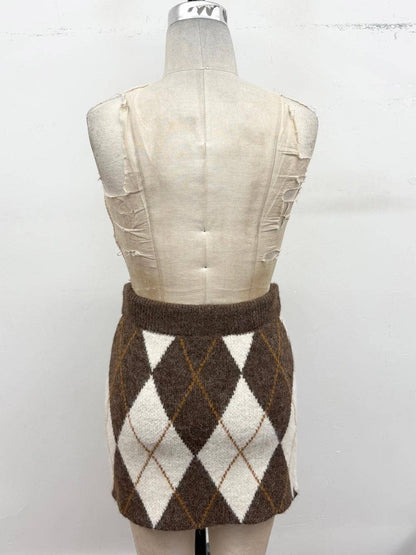 Classic Argyle Sweater Mini Skirt