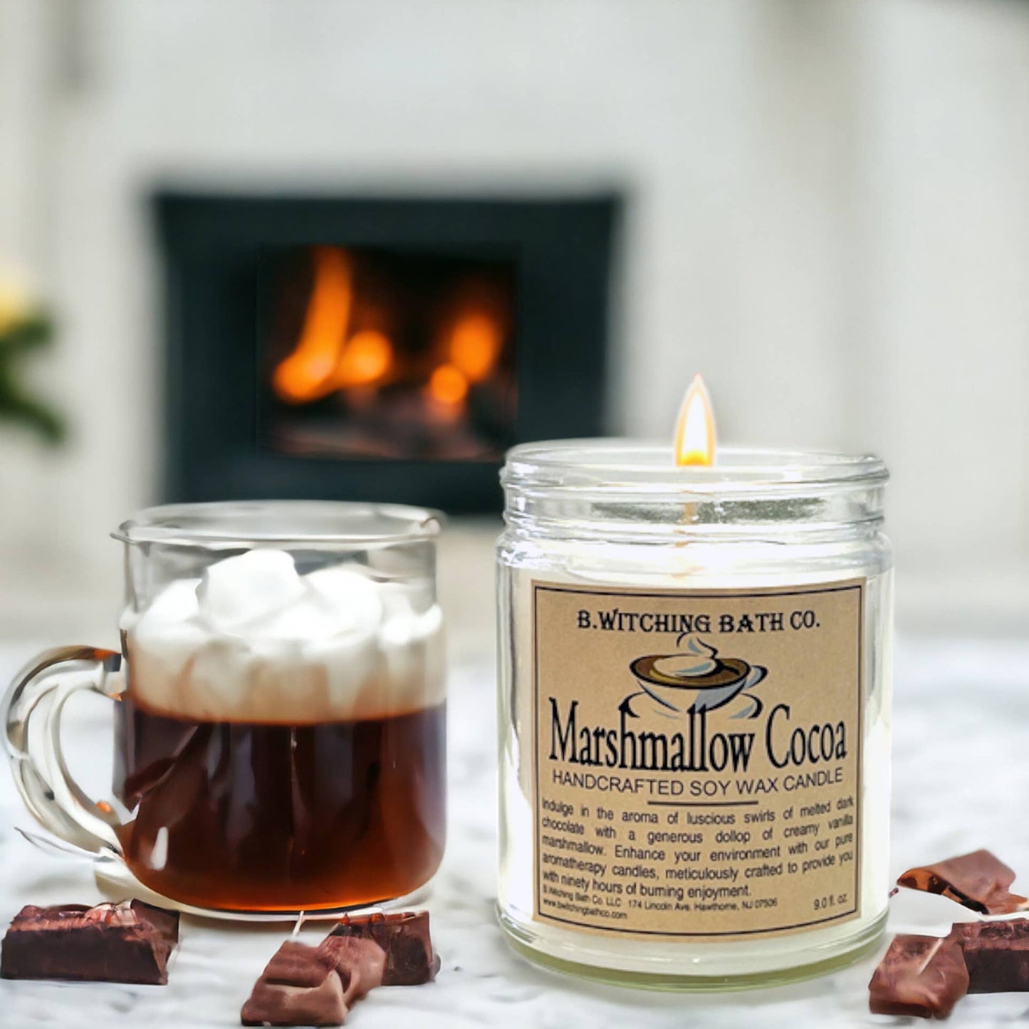 Marshmallow Cocoa Soy Wax Candle 9oz.