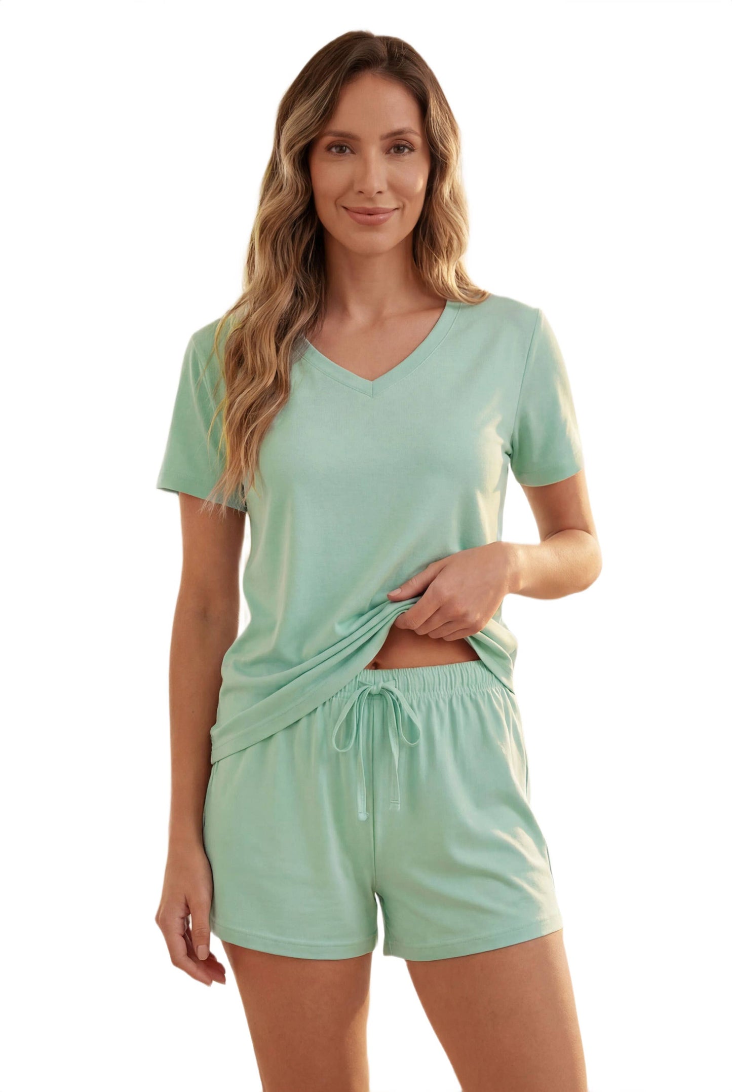 Bamboo Viscose V Neck Short Sleeve Pajama Set