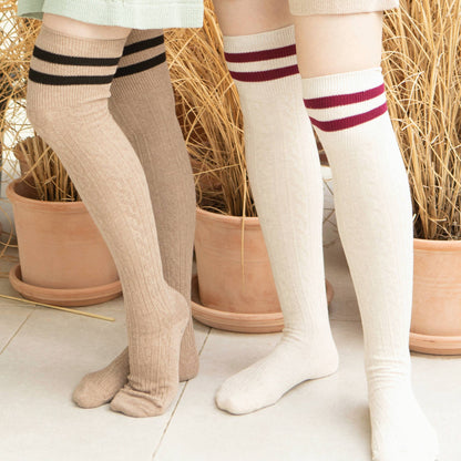 Striped Over the Knee High Socks: MOCHA / Z252O0013Z