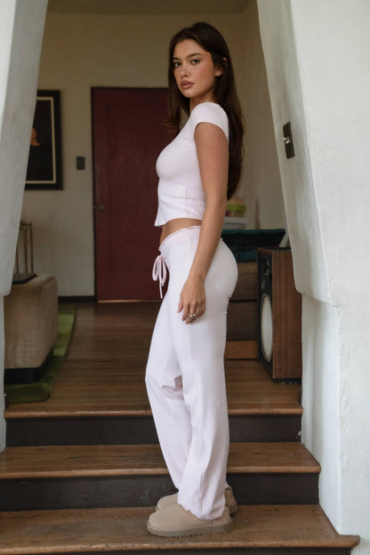 NYLEE Soft Span Jersey Yoga  Foldover Wide Leg Pants