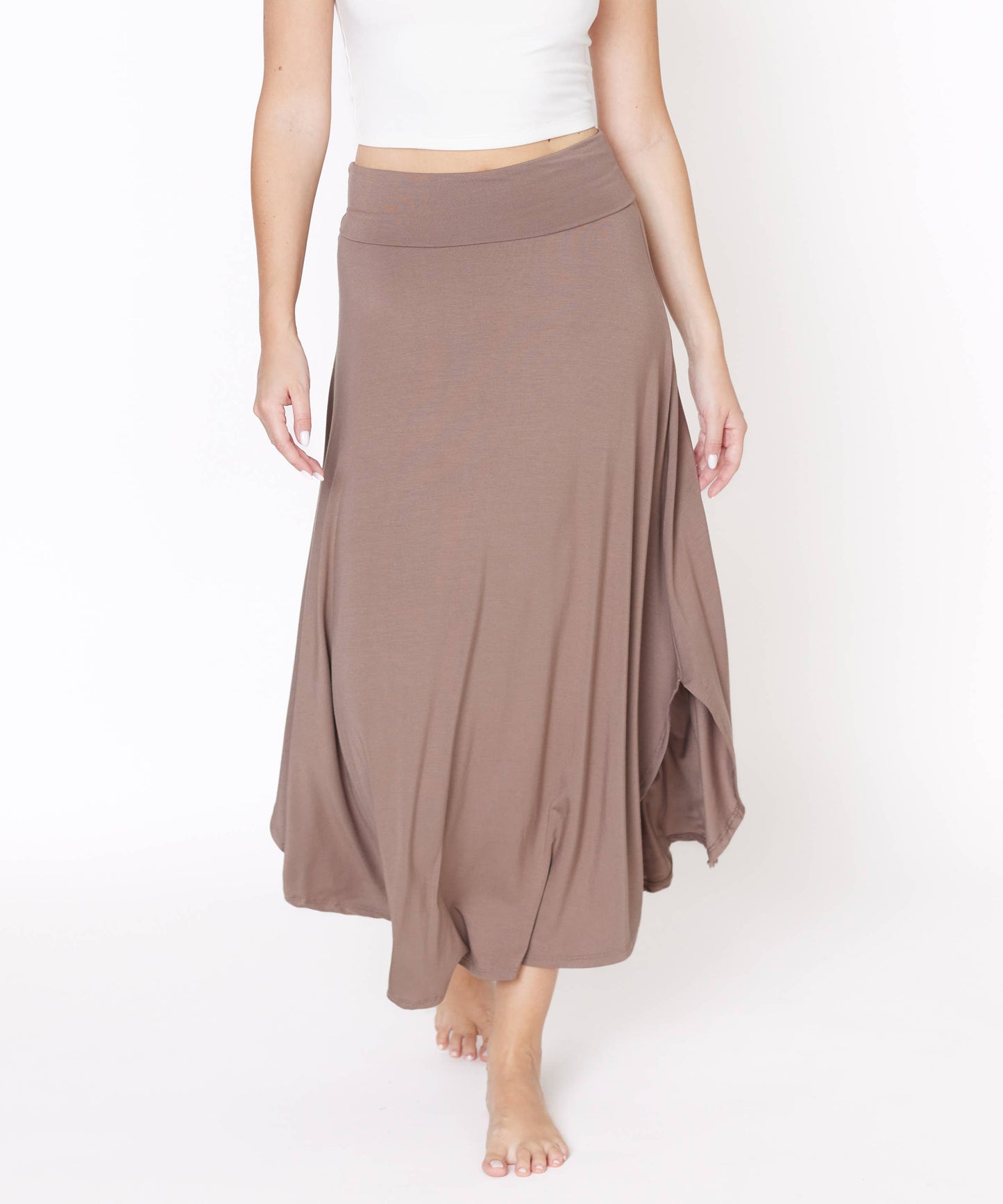 BAMBOO BAND WAIST MAXI SKIRT