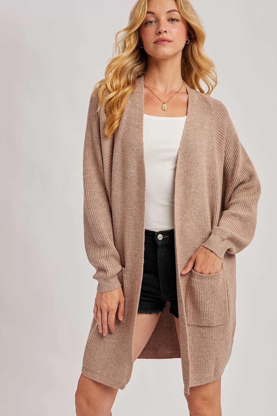 OPEN FRONT BATWING SLEEVE CARDIGAN