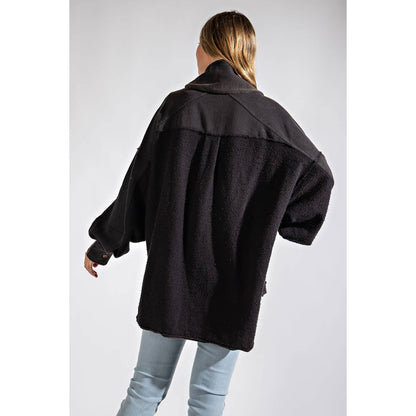 COTTON FRENCH TERRY MINERAL WASHED JACKET: Olive / M