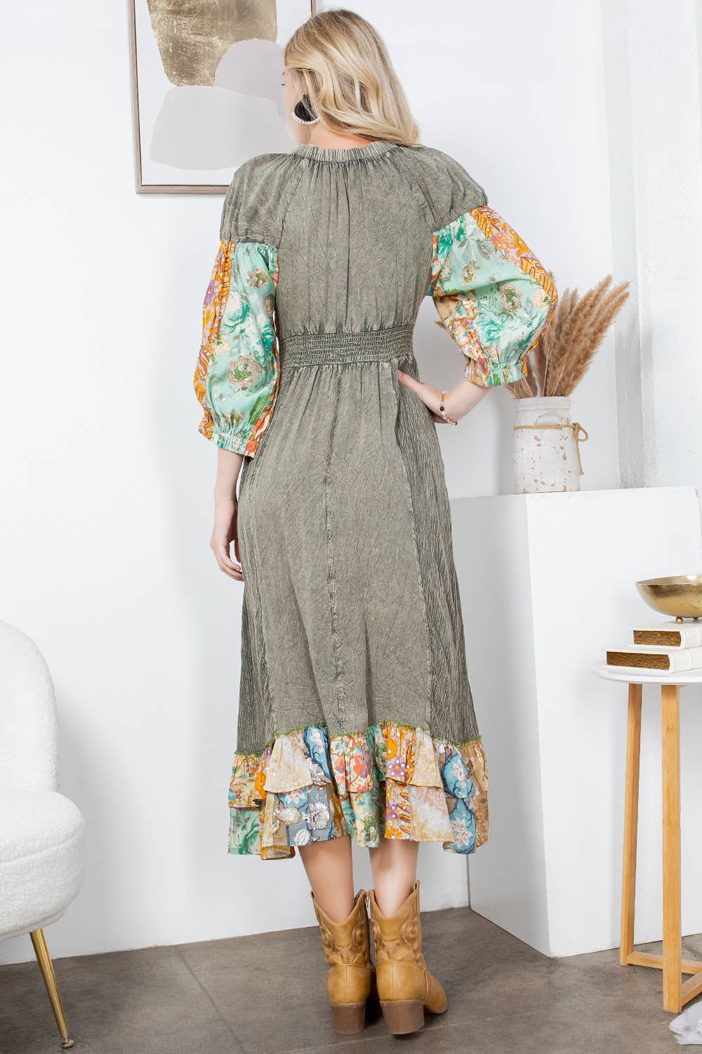 Effortless Elegance: Elasticated V-Neck Dress - NEW VERSION