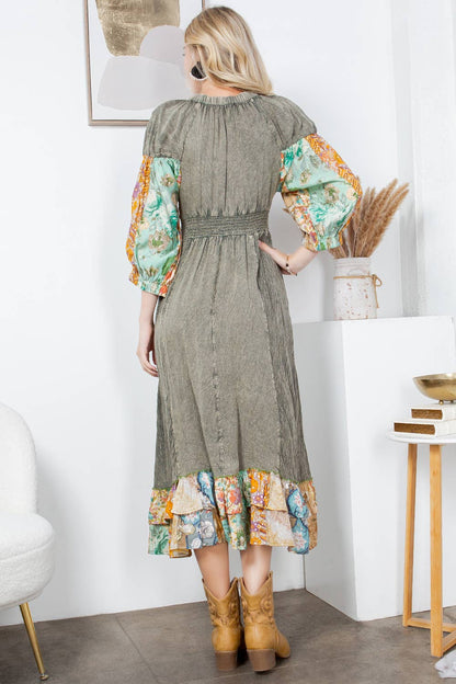 Effortless Elegance: Elasticated V-Neck Dress - NEW VERSION