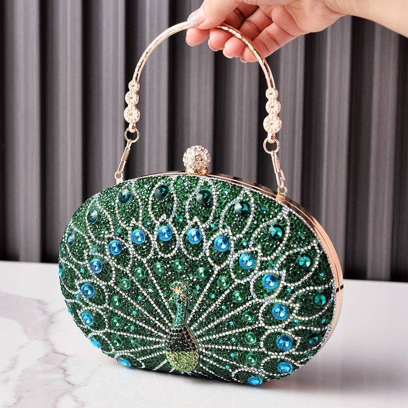 Peacock Embellished Evening Clutch