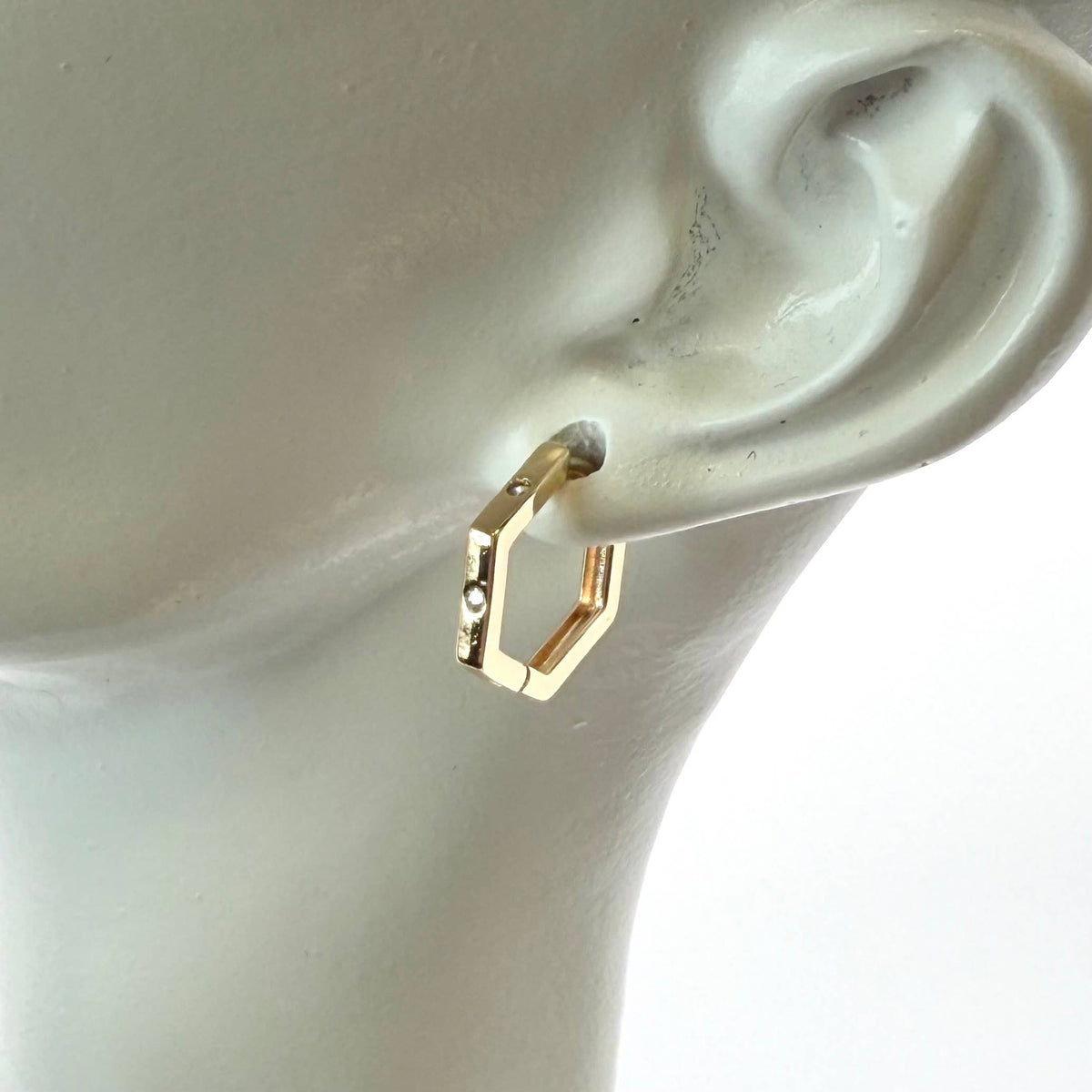 Hexagon Huggie hoops