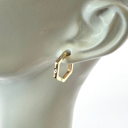 Hexagon Huggie hoops