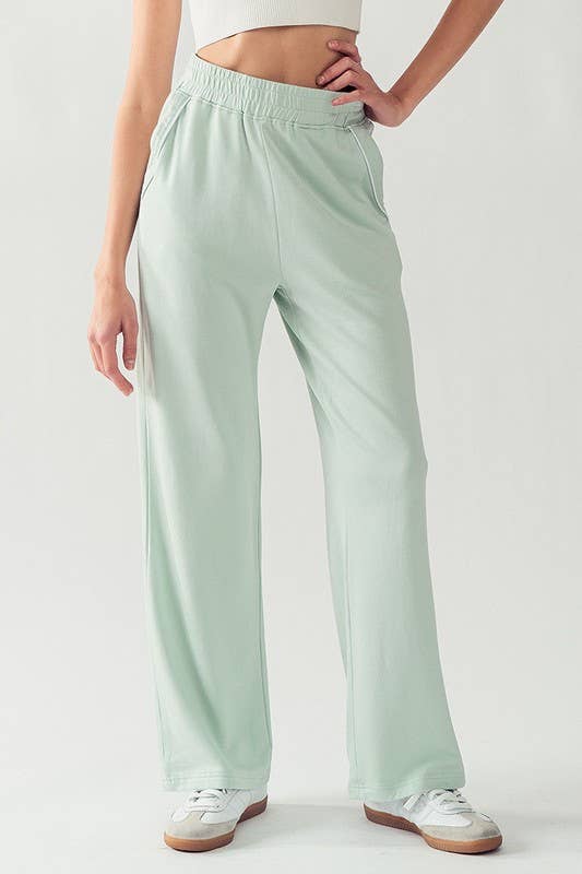 KPR11896 ELASTIC WAISTBAND COZY SWEATPANTS: SURF SPRAY / S-2/M-2/L-2