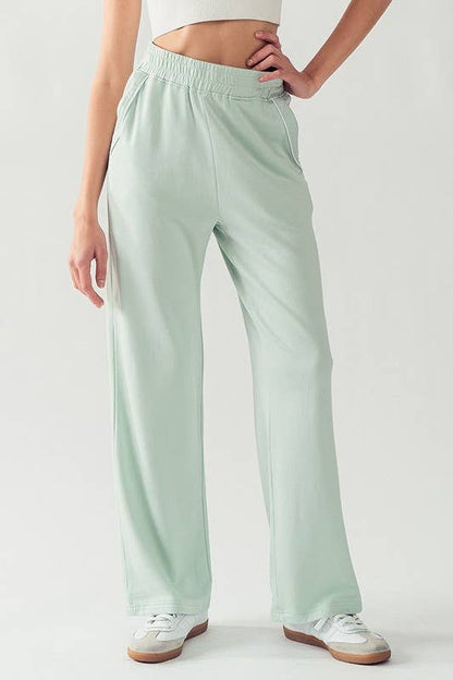 KPR11896 ELASTIC WAISTBAND COZY SWEATPANTS: SURF SPRAY / S-2/M-2/L-2