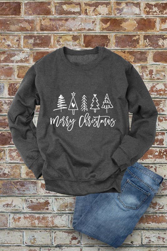 Merry Christmas, Christmas, PLUS Unisex Crewneck Fleece Sweatshirts: Charcoal / XL
