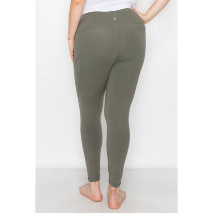 PLUS SIZE SIDE POCKET ACTIVE LEGGINGS: Navy / 3X