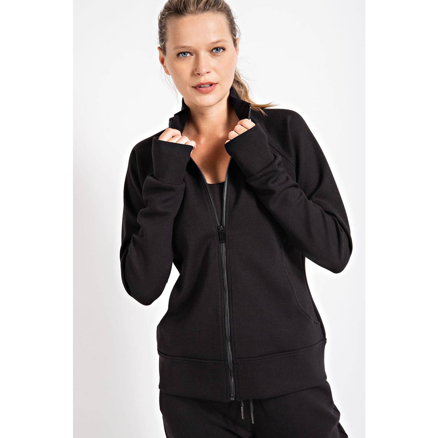 PONTI JACKET WITH POCKET: Charcoal / L