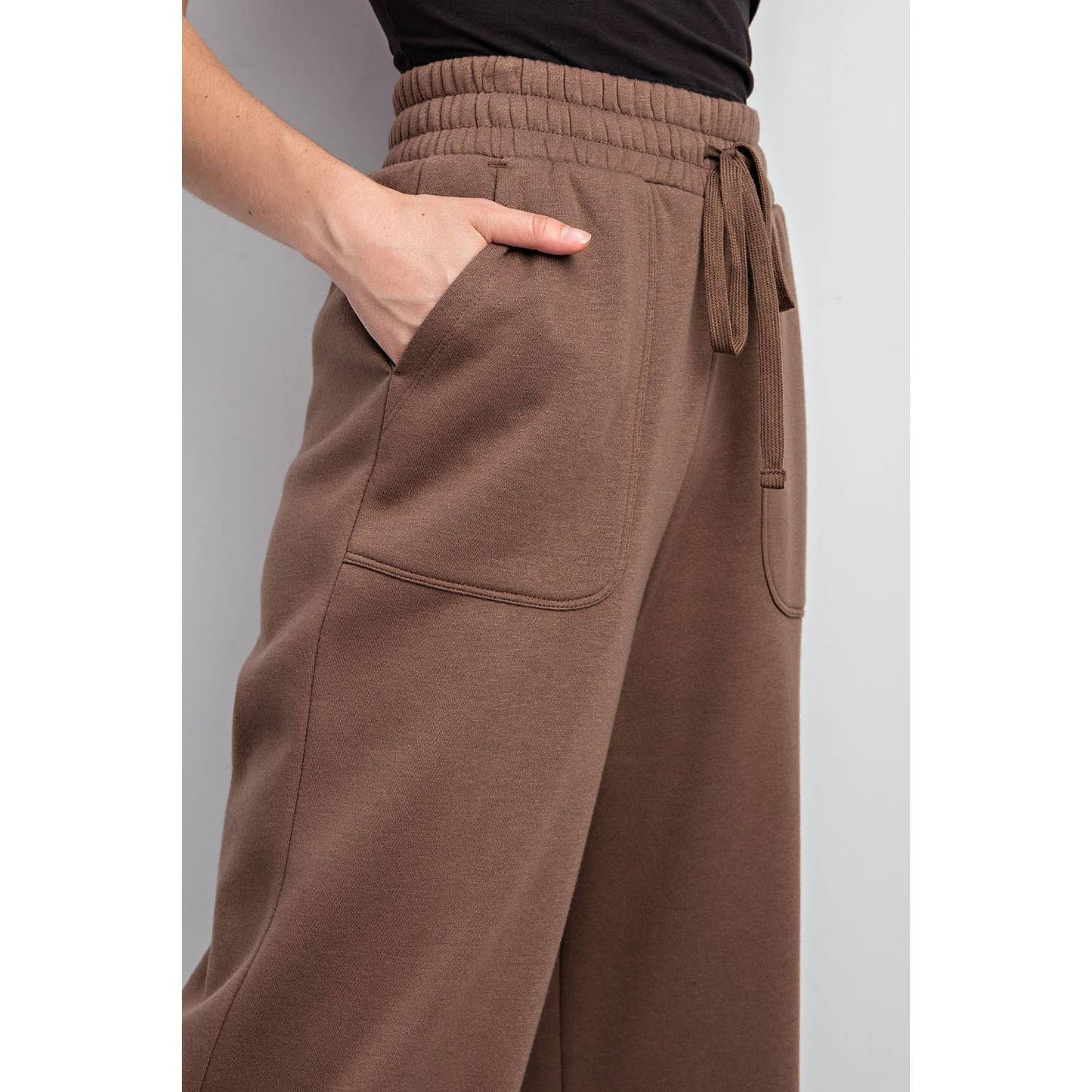 FRENCH TERRY STRAIGHT LEG PANTS: Charcoal / M