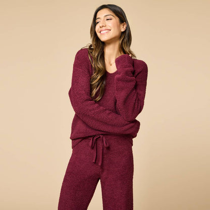 Solid Marshmallow V-Neck Lounge Set