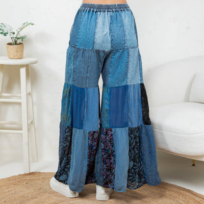 Retro Revival: Long Flared Patchwork Pants