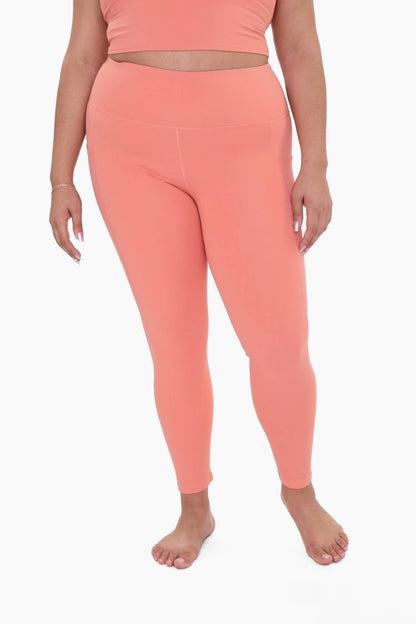 CURVY Essential Highwaist Panel Leggings: DUSTY CORAL / XL:1XL:2XL:3XL (2:2:1:1)