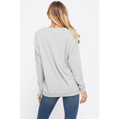 Christmas print long sleeve soft sweatshirt
