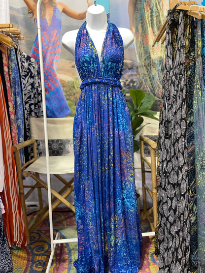 Elizabeth Convertible Beach Jumpsuit Sarong, Summer Jumpsuit: Turquoise Rainbow