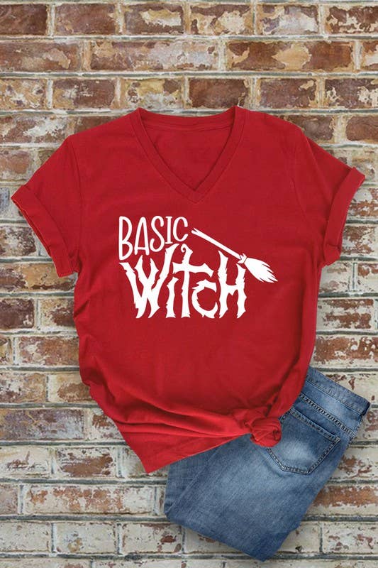 Basic Witch Unisex Short Sleeve V Neck T-Shirt