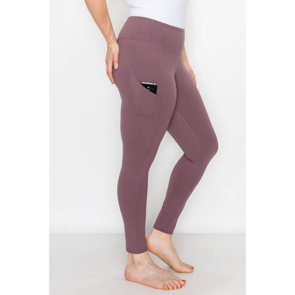 PLUS SIZE SIDE POCKET ACTIVE LEGGINGS: Navy / 2X