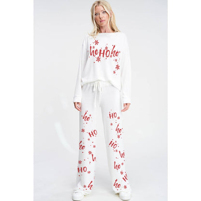 Merry Christmas print soft lounge wear set