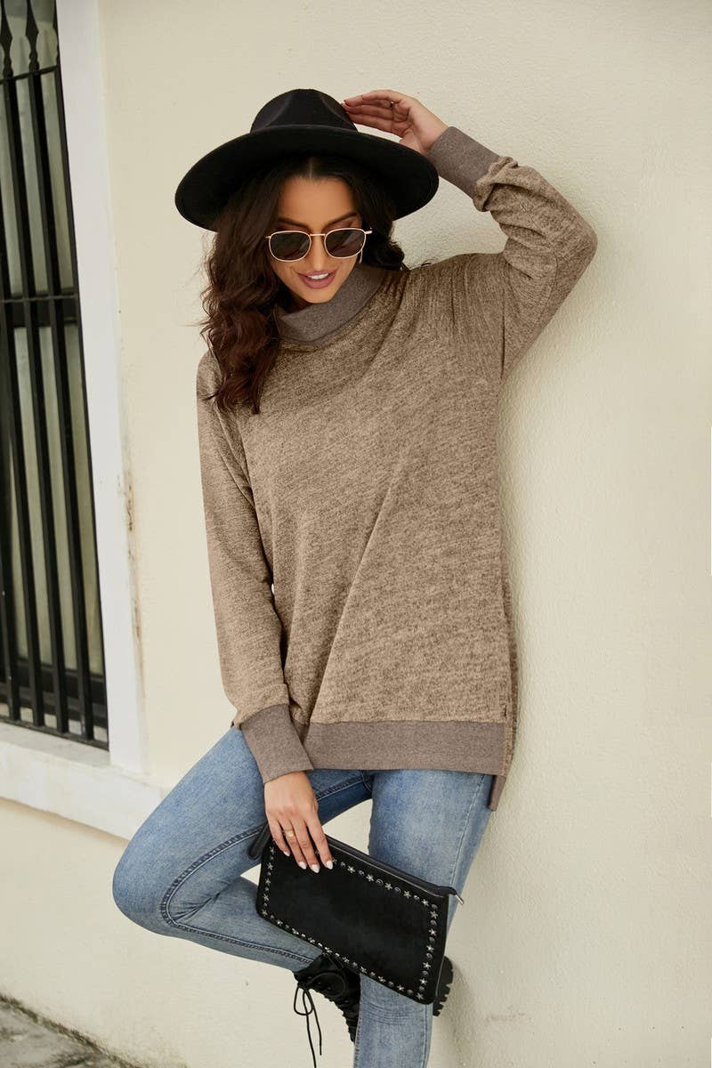 WOMEN HIGH TURTLE NECK LONG SLEEVE JUMPER TOP_CWTBLL0185: Blue / (M) 1