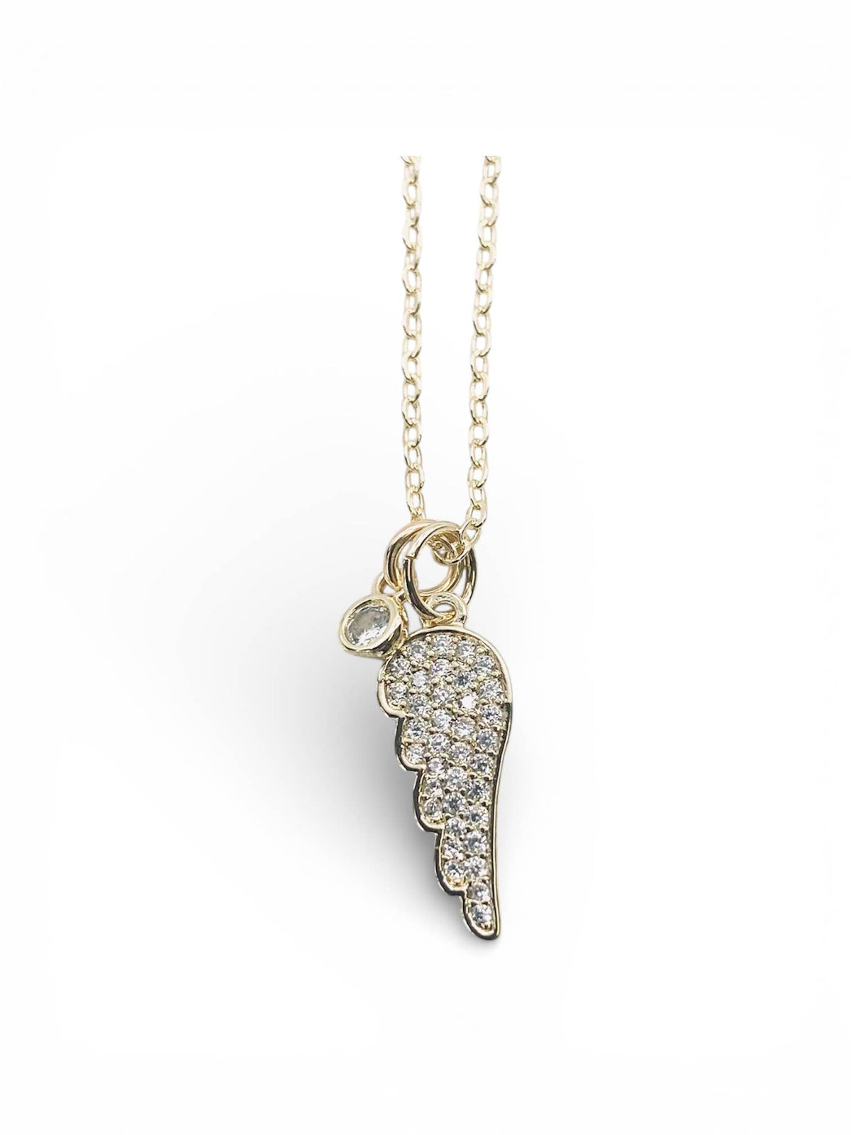 Pave angel charm cluster necklace 