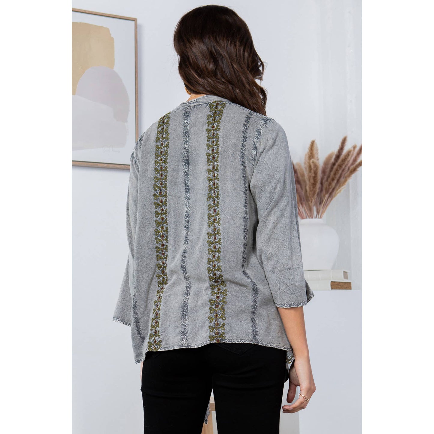 Bohemian Elegance: Stonewashed Rayon Kimono