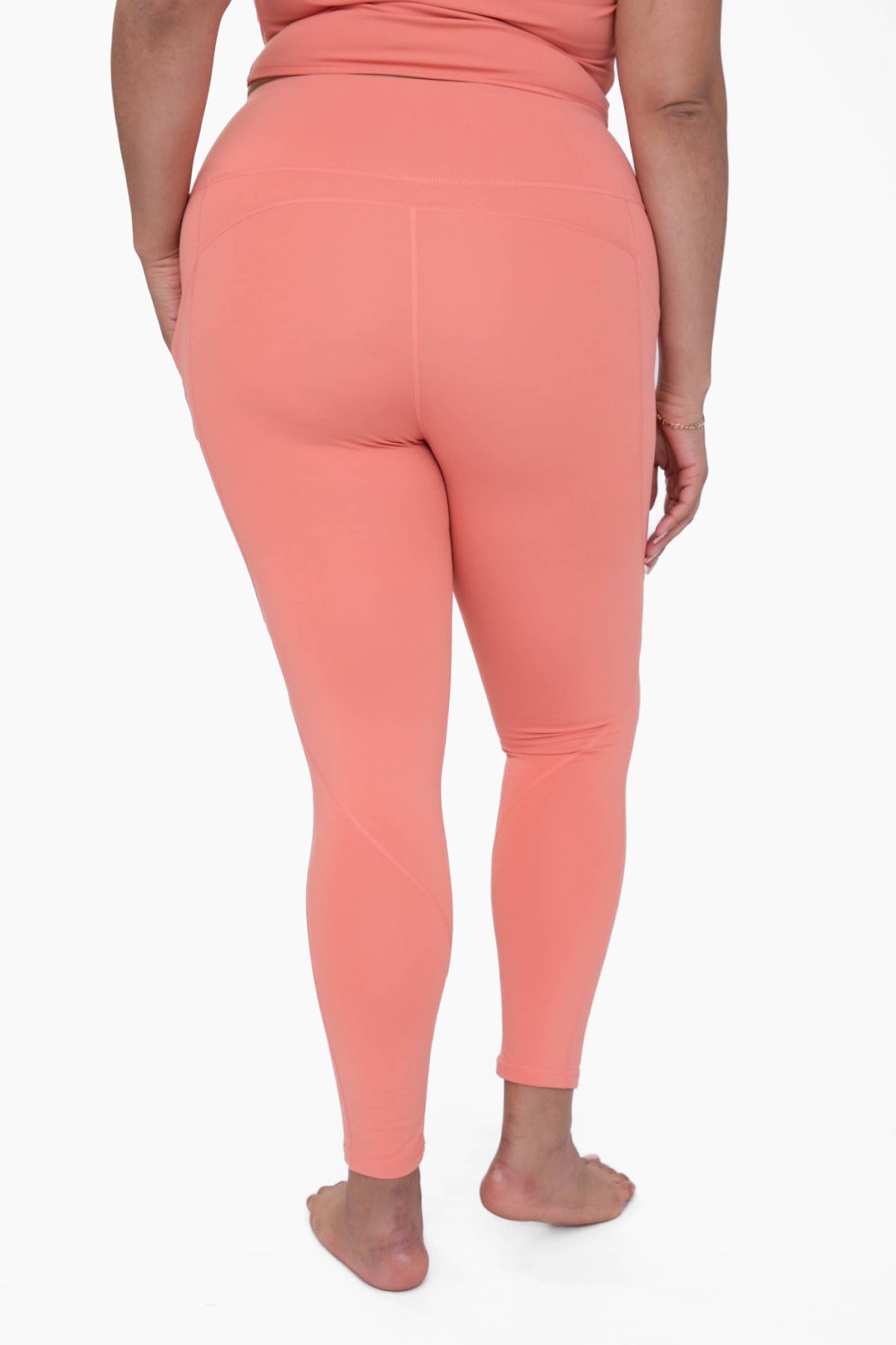 CURVY Essential Highwaist Panel Leggings: DUSTY CORAL / XL:1XL:2XL:3XL (2:2:1:1)