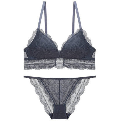 Solid Color Triangle Cup Lace Bralette Set