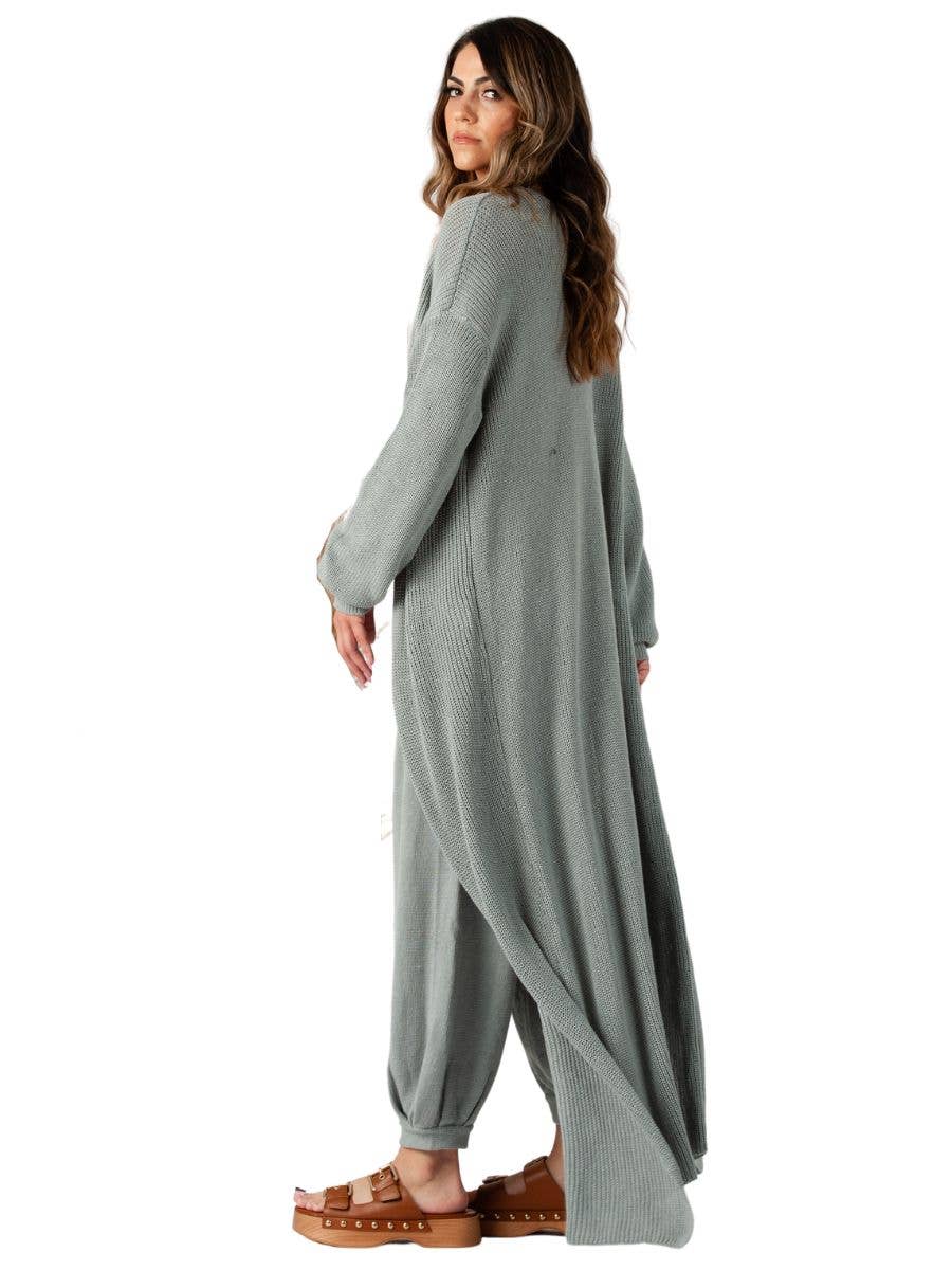 NYJ4168-MAIA KNIT BOHO DUSTER-SAGE: XS