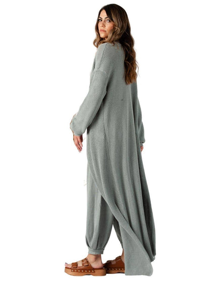NYJ4168-MAIA KNIT BOHO DUSTER-SAGE: L
