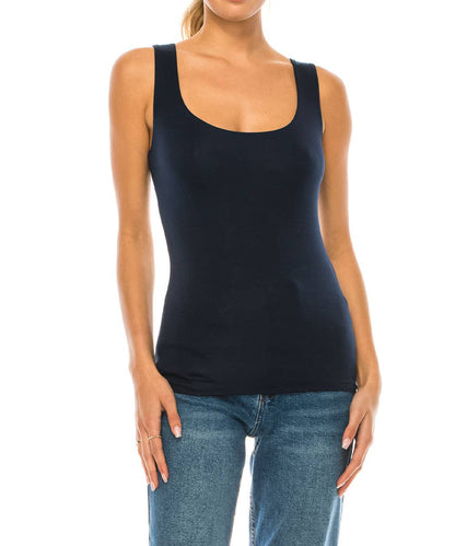 BAMBOO DOUBLE LAYERED TANK: DULL GREY / LARGE
