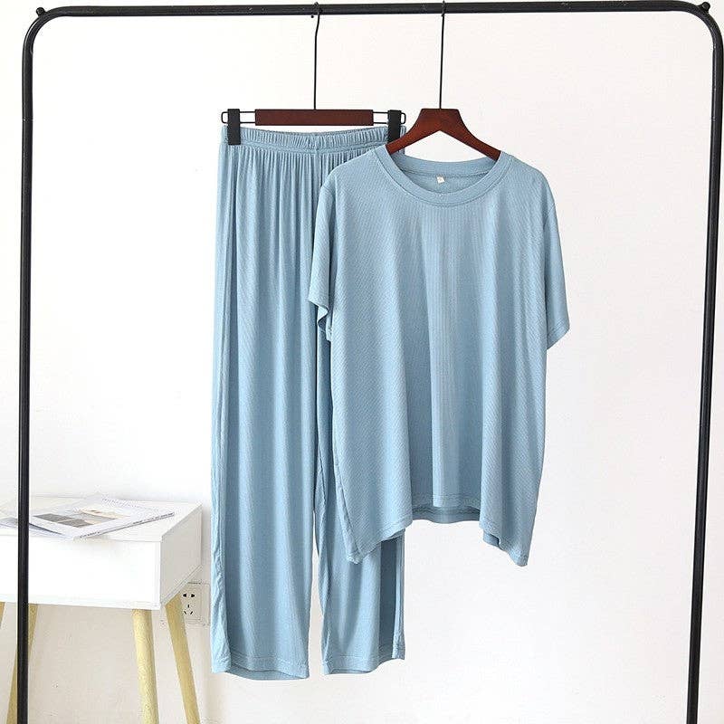 Loose Fit Solid Color Thin Breathable Pajama Sets