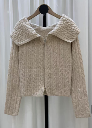 Cable Knit Zip-Up Cardigan