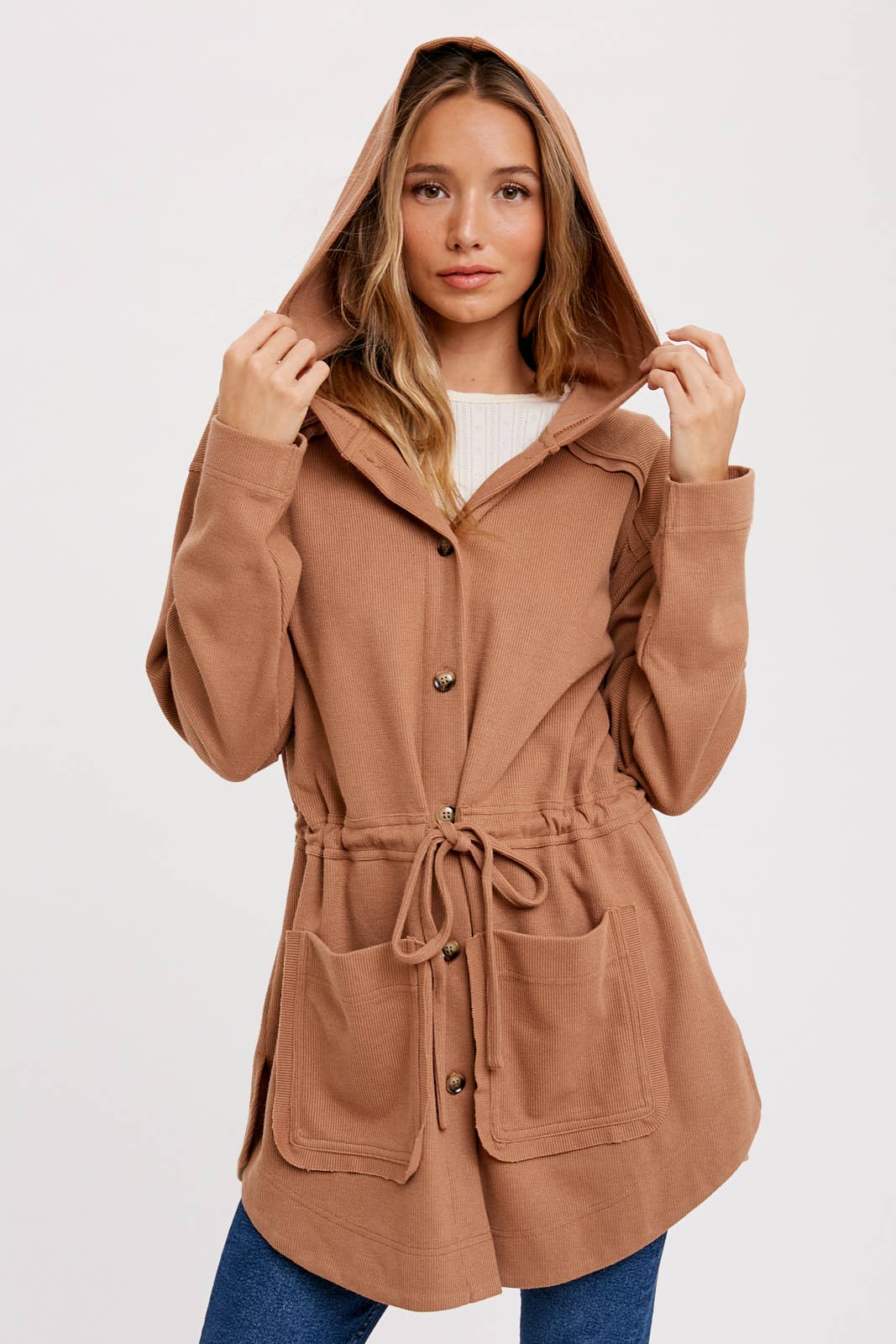 BUTTON FRONT HOODIE JACKET