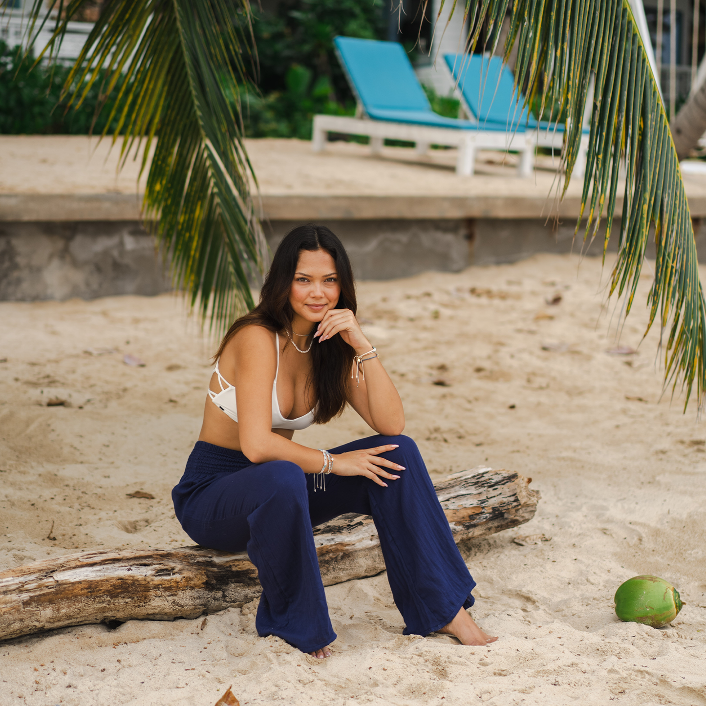 Oxford Cotton Wide Leg Pants