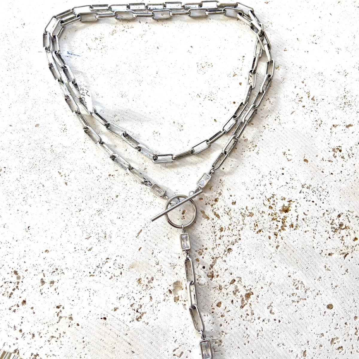 Paperclip wrap necklace burnished silver