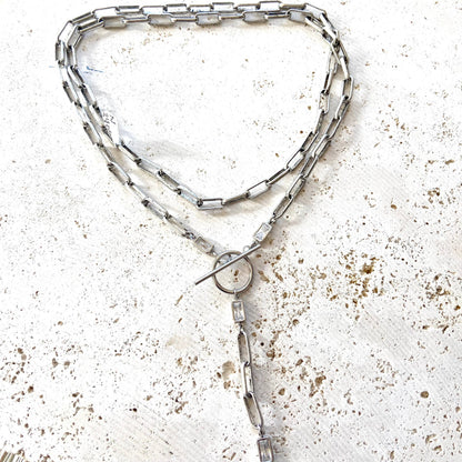 Paperclip wrap necklace burnished silver