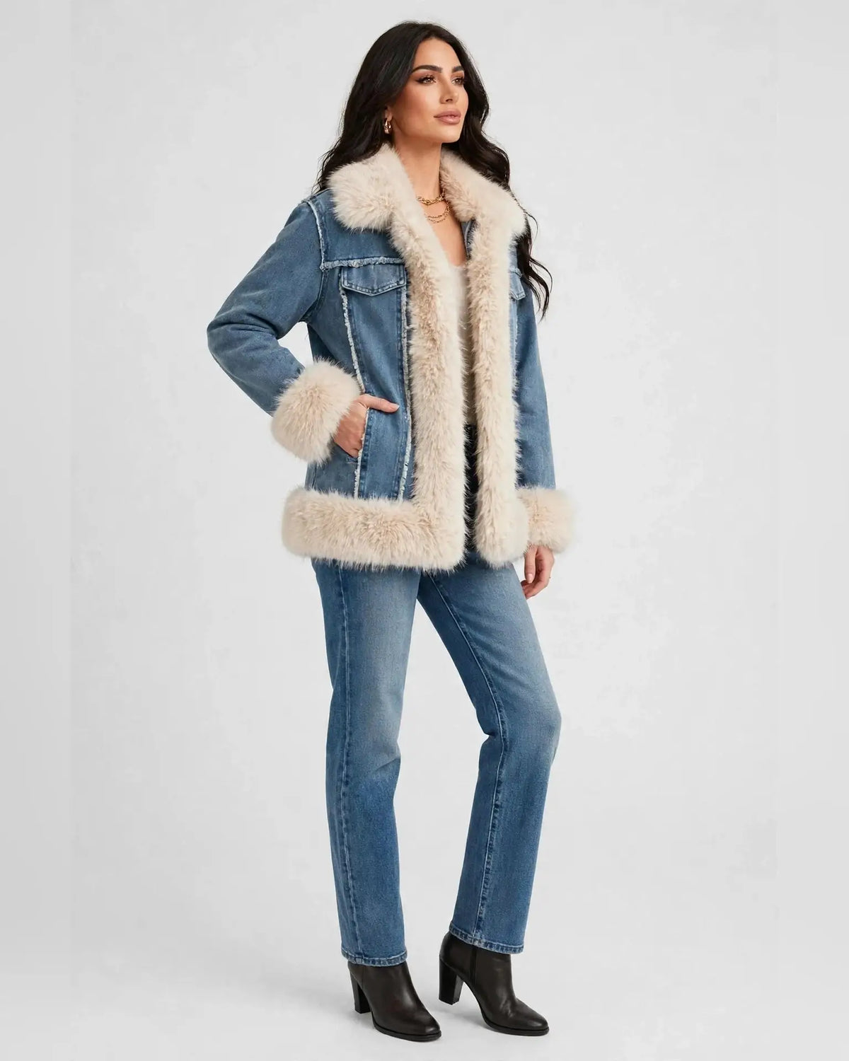 CLADC0012: Tundra Denim Luxury Coat