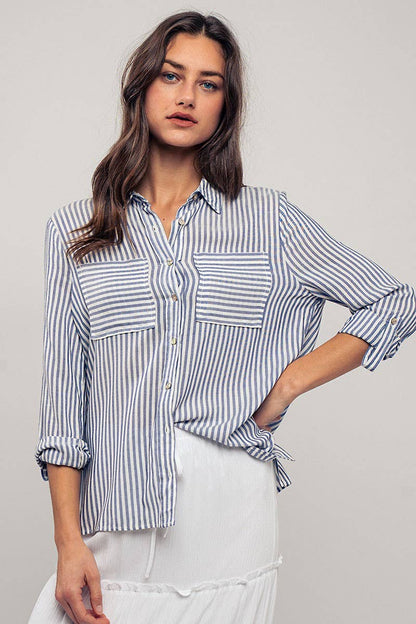 STRIPE BUTTON DOWN SHIRT