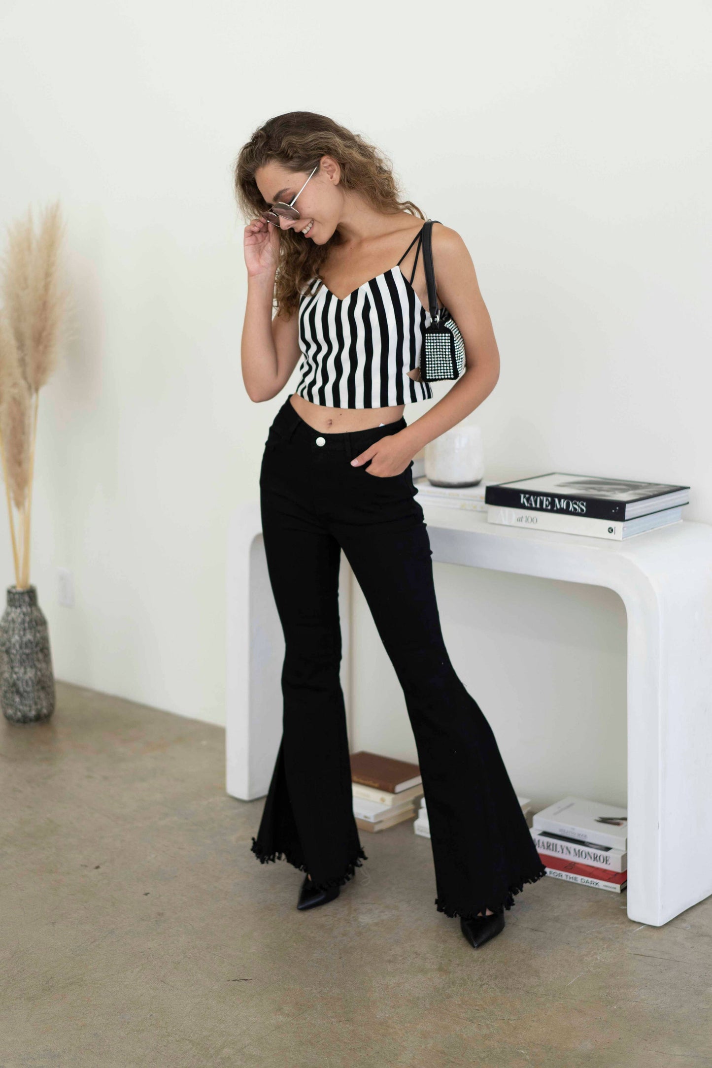 Black High Rise Flare Jeans