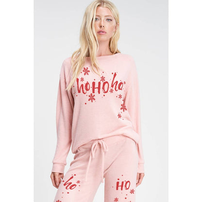 Merry Christmas print soft lounge wear set