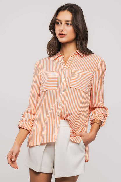 STRIPE BUTTON DOWN SHIRT