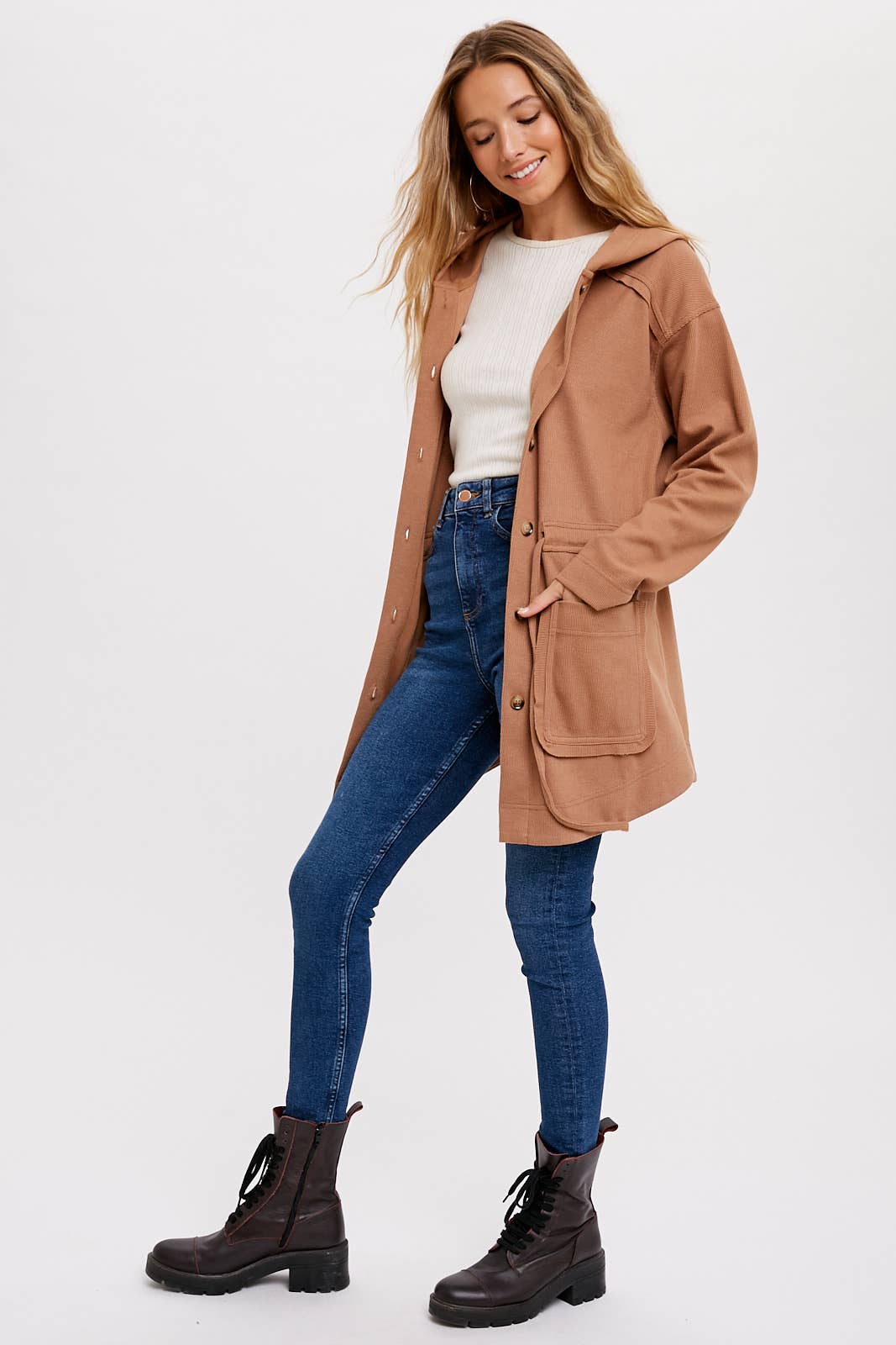 BUTTON FRONT HOODIE JACKET