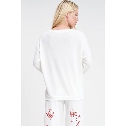 Merry Christmas print soft lounge wear set